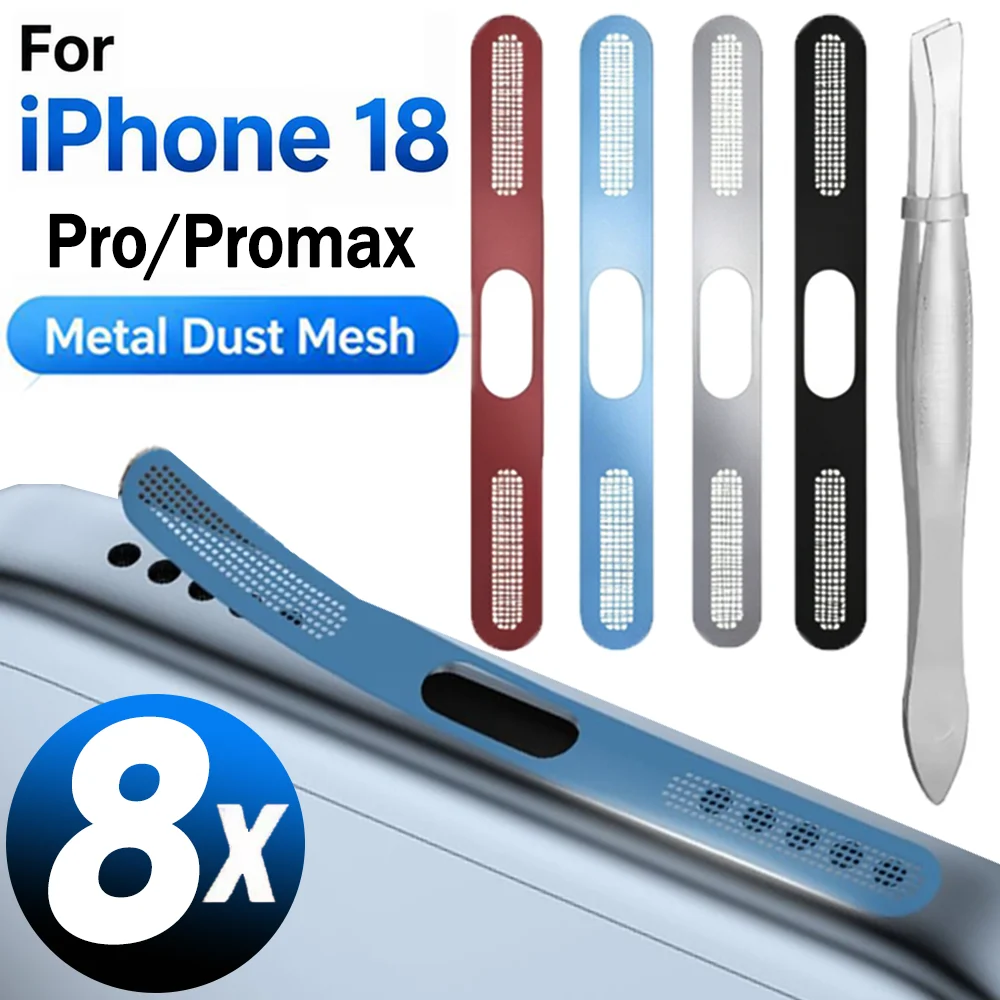 1-8Pcs Metal Dustproof Speaker Net Stickers for IPhone 18 Pro Max Anti-scratch Mesh Cover Protective Film for IPhone 18Pro 18PM