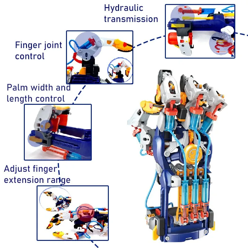 203 PCS Hydraulic Manipulator Gloves STEM Experiment Kit 3D Adjustable Glove Model DIY Mechanical Puzzle Education Toy Boy Gifts