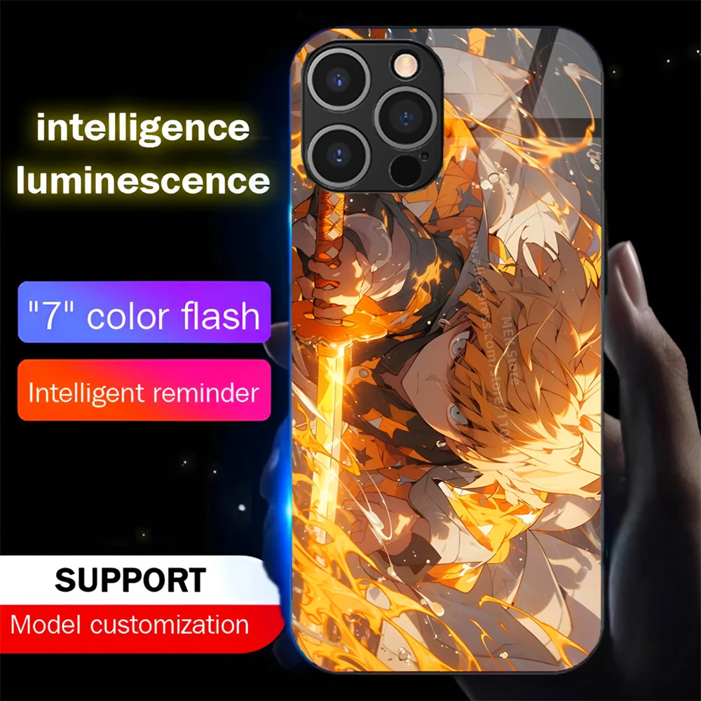 

Hot Sale Anime Cartoon Led Light Phone Case Call Flash Glitter Cover For iPhone 16 E 15 14 13 12 11 Pro Max XR XS Plus SE2020
