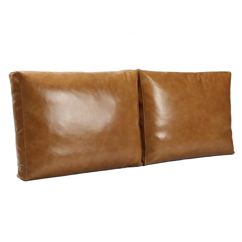 ushion first layer oil wax leather cowhide brown coffee bed backrest soft bag bedroom light luxury down large pillow