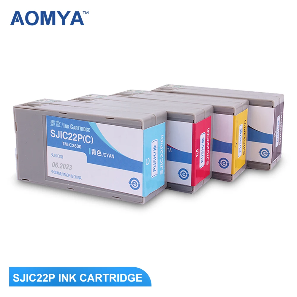 Aomya SJIC22P ink cartridge with pigment ink for epson SJIC22P for Epson TM-C3500 C3500 Label printer C33S020577 SJIC22P(K)