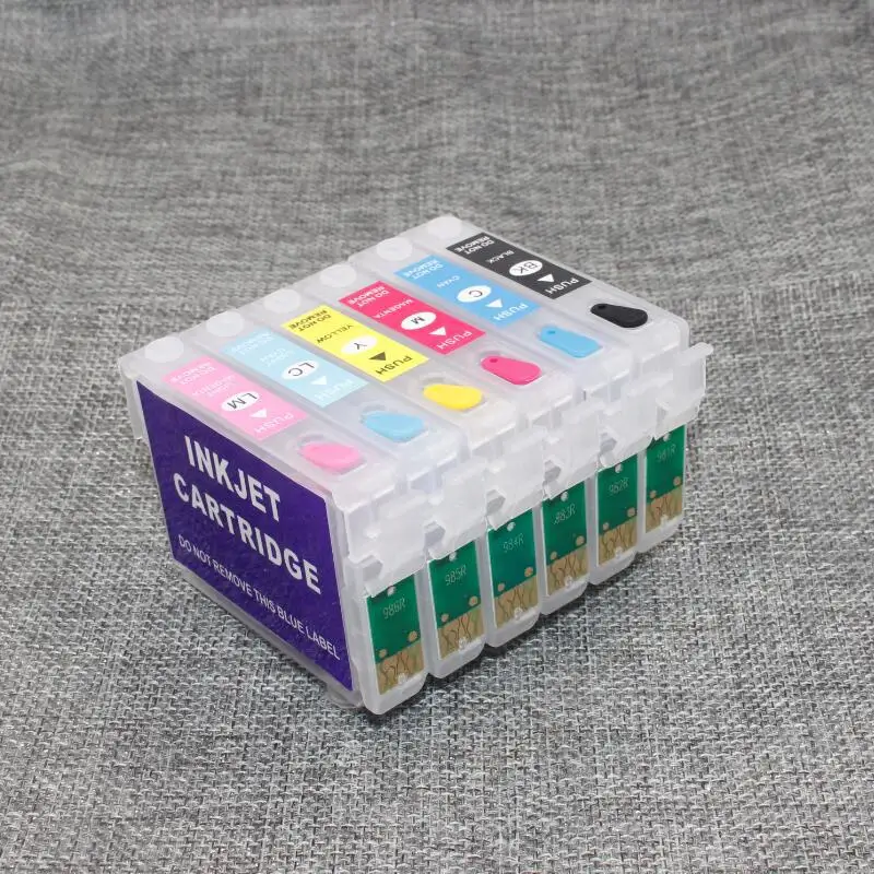 INK WAY T0981-T0986  Refillable ink cartridge for  Artisan 600 700 800 710 810 837 with ARC,1 Set, 6 PCS