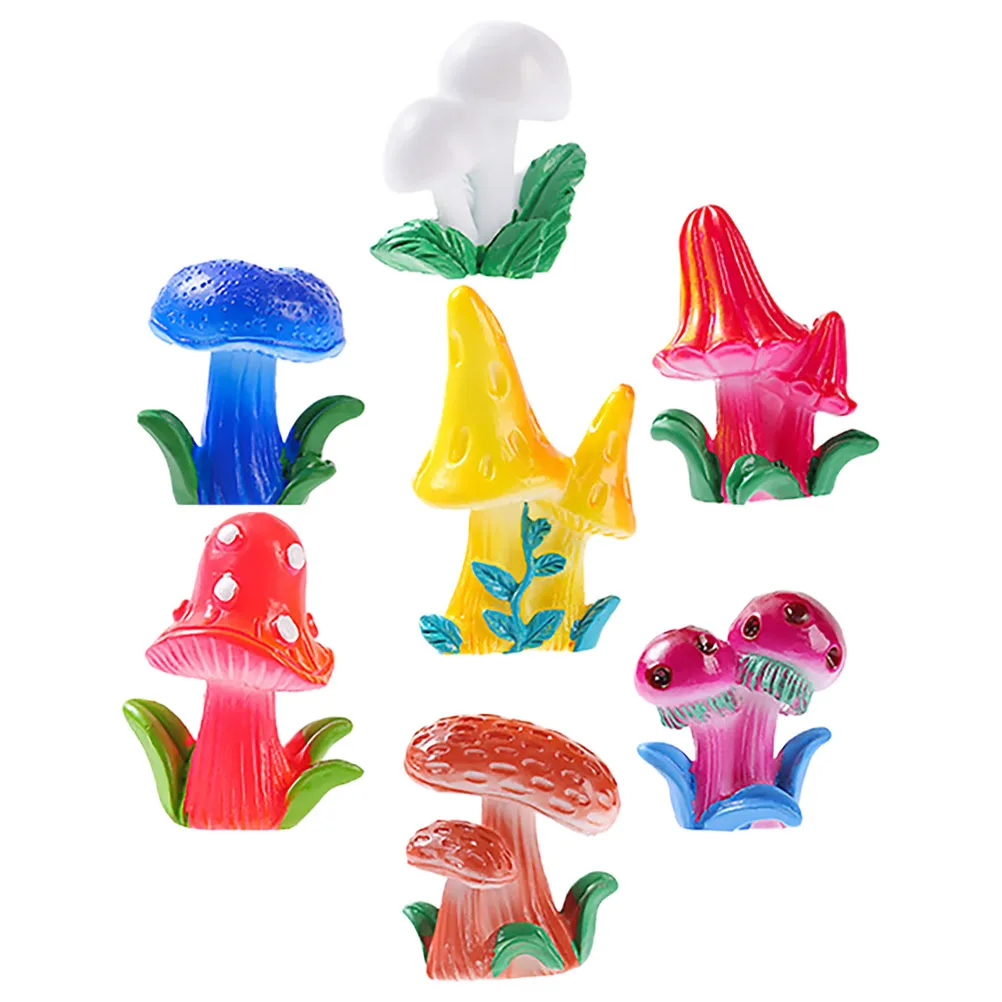 

7Pcs Resin Mini Mushrooms Micro Landscape Decor Bonsai Adornment Diverse Colors Fine Craftsmanship Resin Mushrooms Miniature