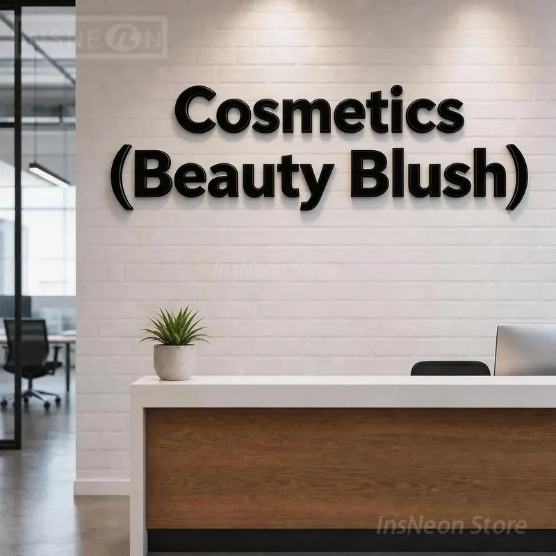 Custom 3D Non-luminous Acrylic Signboard, Cosmetics Logo Letters, Personalized Wall Poster for Shop Office Reception Decor