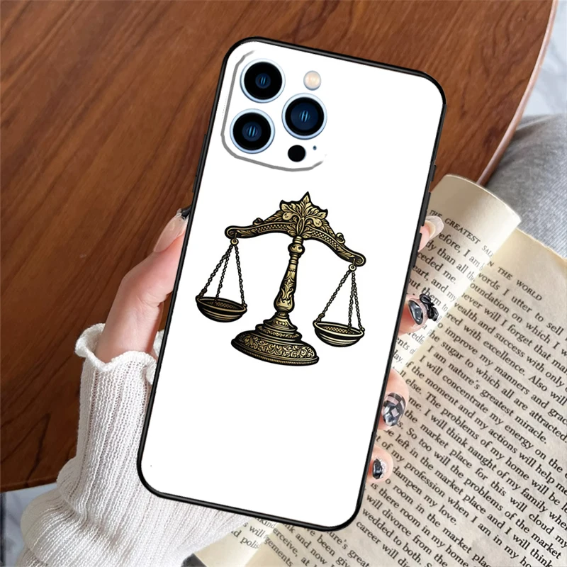 Law Lawyer Judge Justice Case For iPhone 16 15 14 13 12 11 Pro Max XS XR X 6 7 8 Plus 13 12 Mini Protection Back Cover