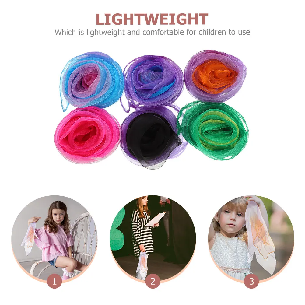 

6pcs Colorful For Kids Lightweight Chiffon Juggling Scarves Stage Performance Dance Props Party Decorative Scarves Random Color