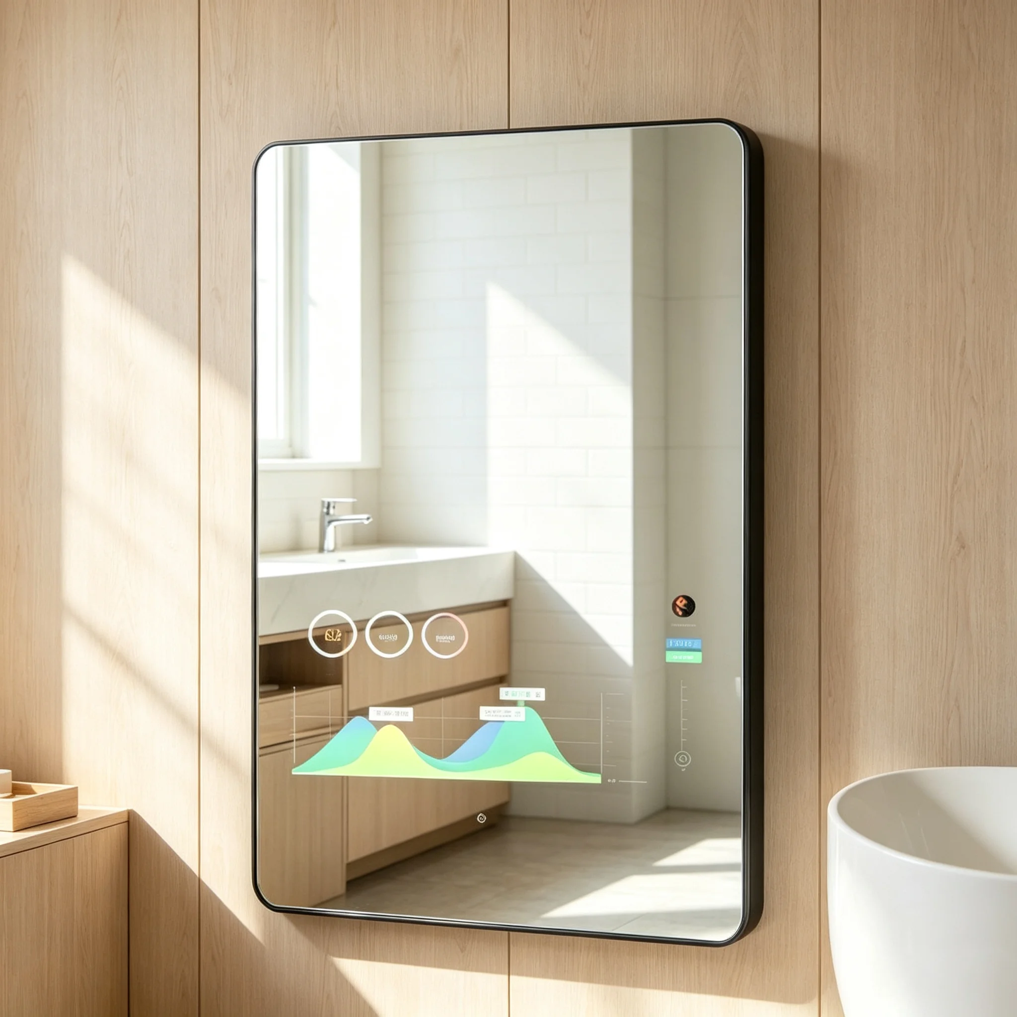 High-definition, Distortion-free Bathroom Mirror LED Smart Touch Wall-mounted Anti-fog Light Mirror