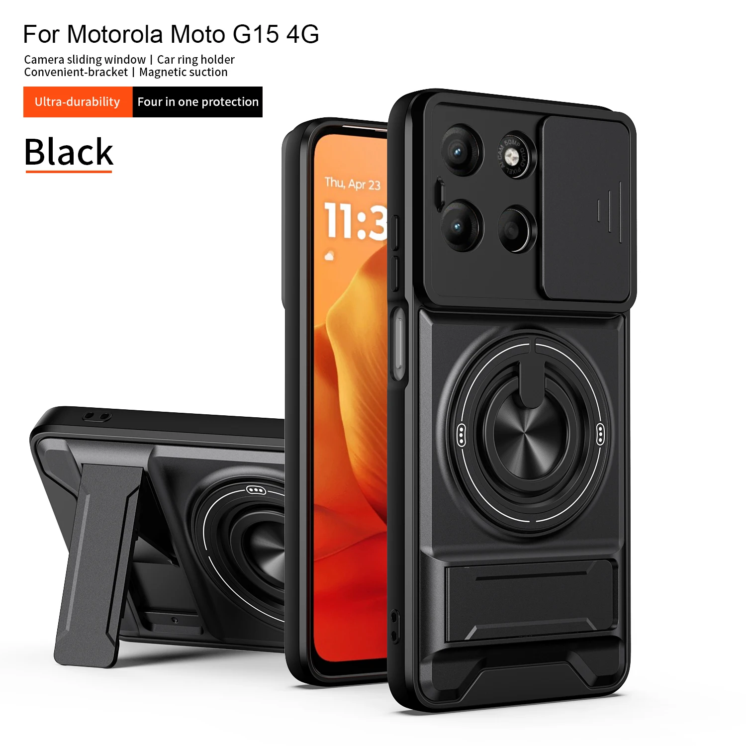 Für Motorola G15 Hülle Moto G17 Cover Moto G15 Power G17Power Magsafe Magnetische Klapphalterung Militärische Panzerung Kameraschutzabdeckung – Detail 15