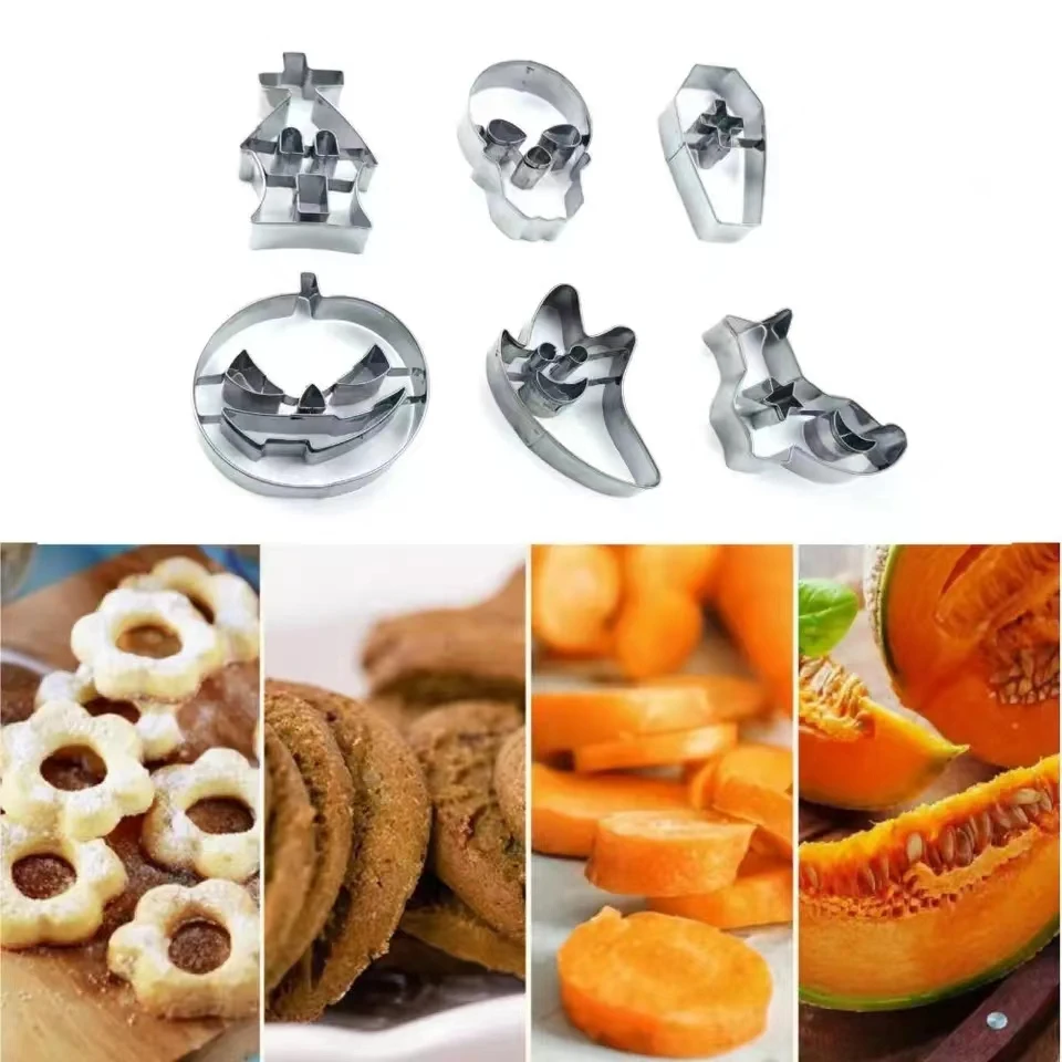 Halloween Keksform Zucker Flipping Keksform Edelstahl Schädel Kürbis Keks Schneiden Kuchen form Back utensilien