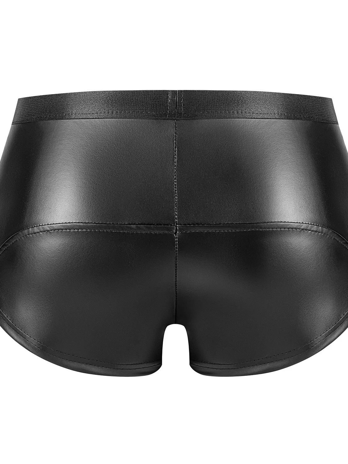 2024 New Sexy High Waisted Matte Patent Soft Leather Shorts Men's No Smell Accurate Size Zipper Slim Lift Buttocks Boxers LKQW