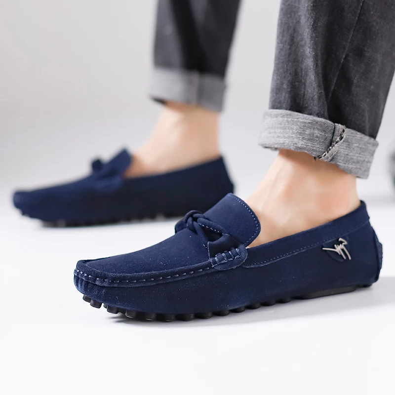 Cow Suede Leather Shoes Men Loafers Casual Shoes Fashion Flats Hot Sale Sneakers Unisex Driving Shoes Moccasins Plus Size 48