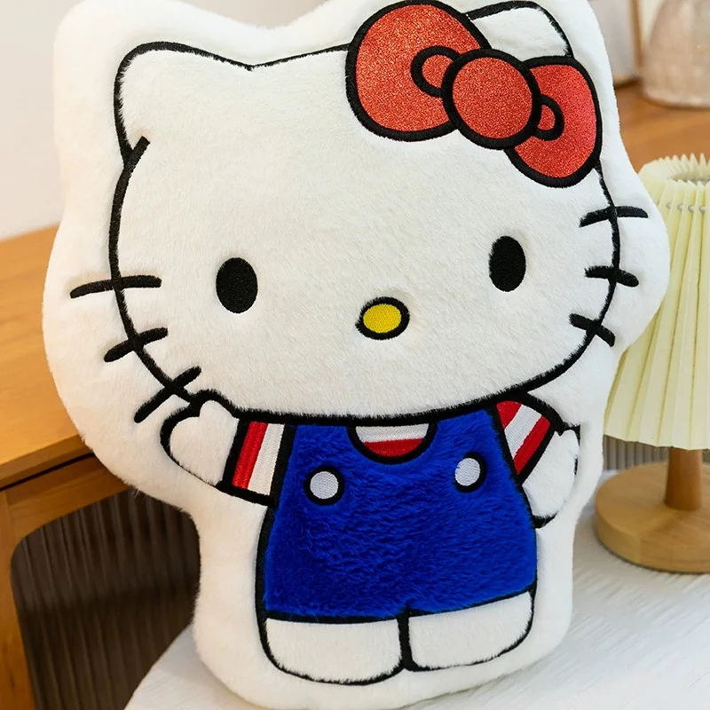 45CM Anime Sanrio Hello Kitty dessin animé en peluche poupée PP coton rempli oreiller Kawaii canapé coussin ornement cadeau de vacances