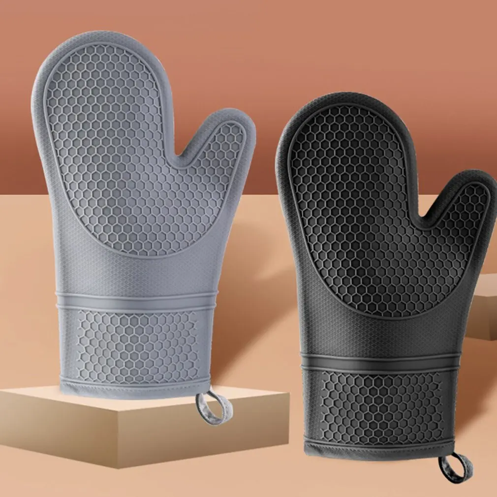 High Temperature Resistance Microwave Oven Glove Silicone Heat Insulation Gloves Kitchen Barbecue Baking Anti-Scald Oven Mitts