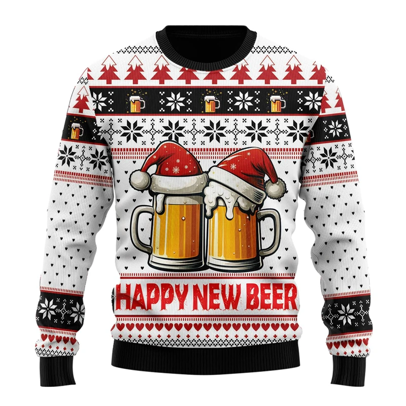 Fashion Beer Ugly Christmas Sweater For Women Clothes Hip Hop Bar Party Men Sweatshirts Casual Male Pullovers Beers Tracksuit