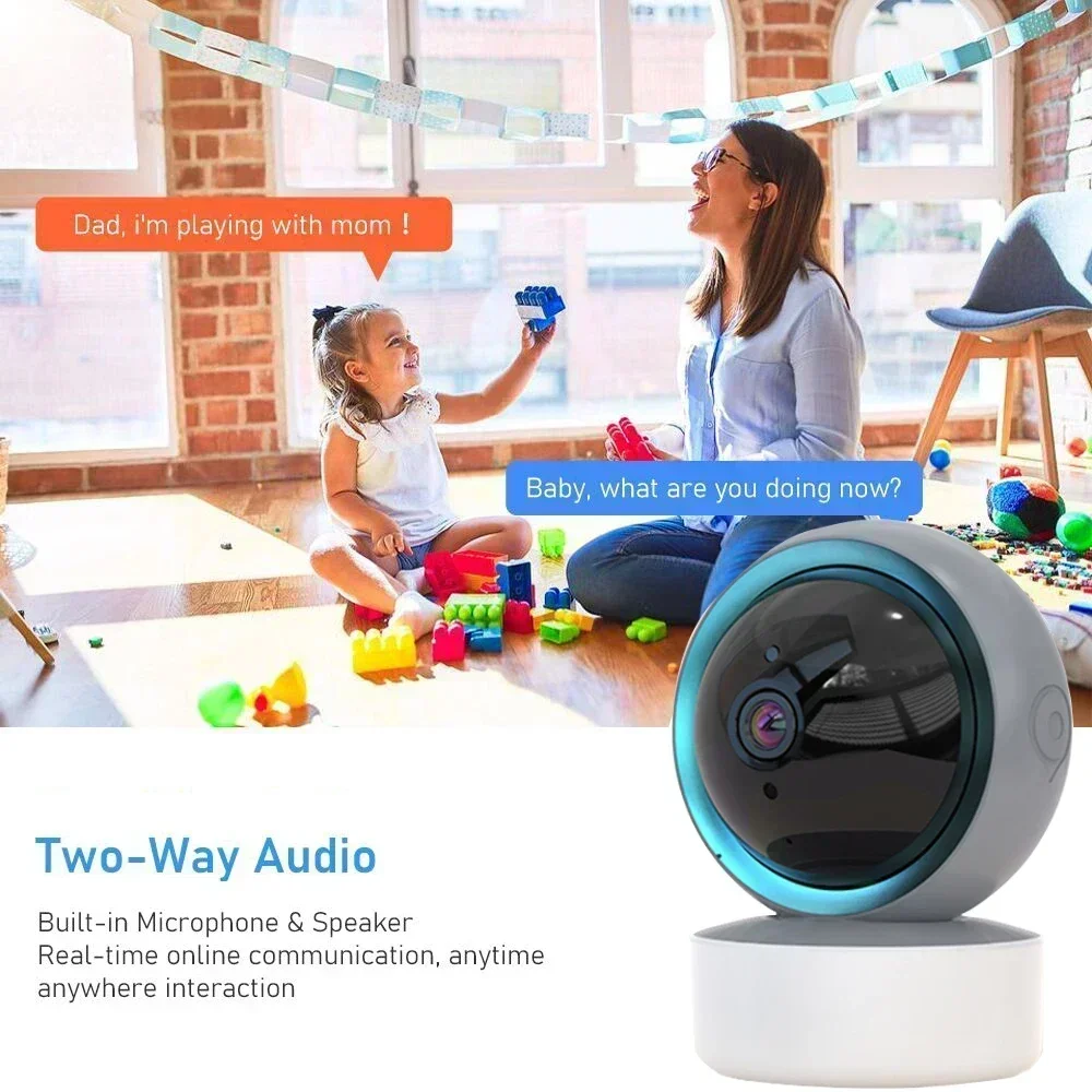 

360° PTZ Motion Detect 2 Way Audio Night Vision Tuya Private Protocol Baby Monitor 1080P Wifi IP Camera Supports TCP/IP/ONVIF