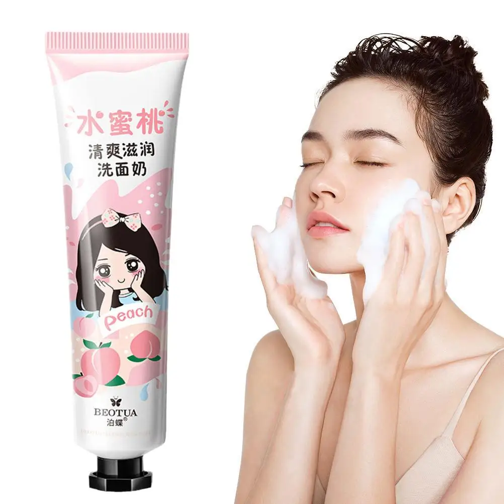 honey peach Facial Cleanser Foam Face Wash Collagen Pores Control Skin 30g Care Oil Cleansing Moisturizing Shrink B2O0