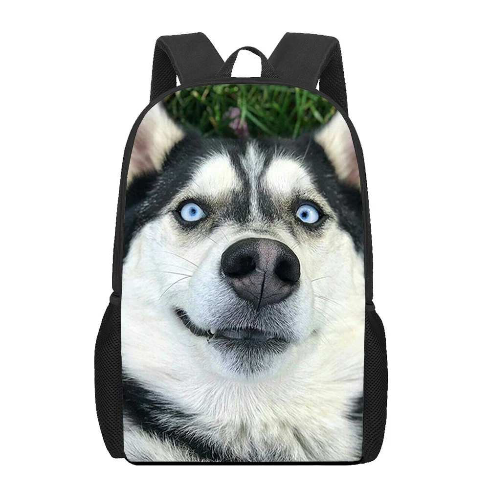 Husky Hond Grappig Cool 3d Print Schoolrugzak Voor Jongens Meisjes Tienerkinderen Boekentas Casual Schoudertassen 16 Inch Schooltas