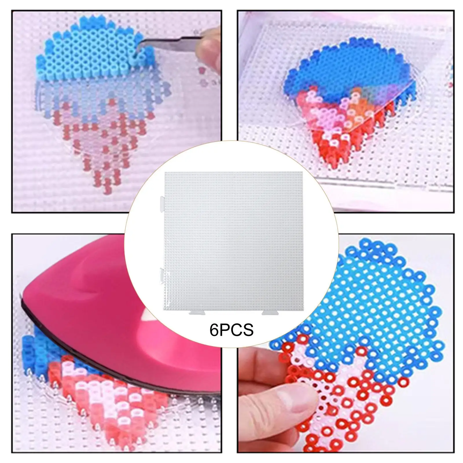 

Large Square Fuse Beads Pegboards Interlocking Plastic Craft Boards DIY Art Kit for Teens Handmade Projects