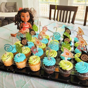Glittery-Inspired Cupcake Toppers, Luau, Tropikal Dekor, Parti Yazı, Doğum Günü Pastası, Hawaii dili, 30 Adet En çok satılan 12 pasta-moana-no. 4