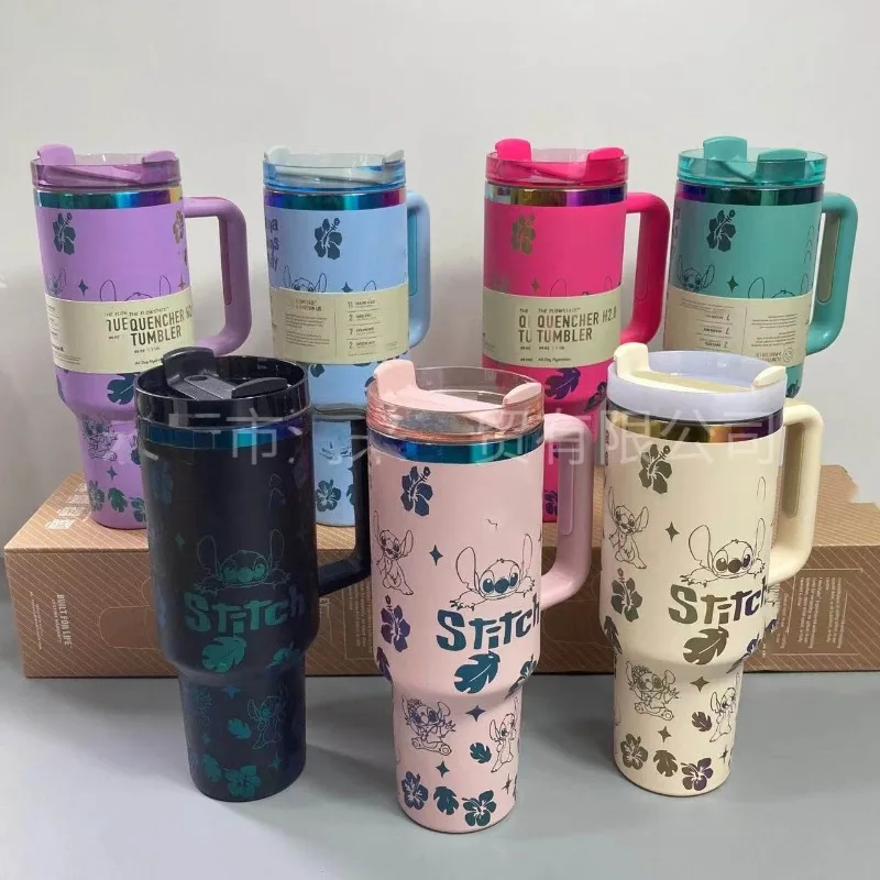 

40oz/1180ml Stitch 304 Stainless Steel Cold Insulated Cup Cute Anime Lilo & Stitch Portable Large Capacity Car Straw Cup Gifts