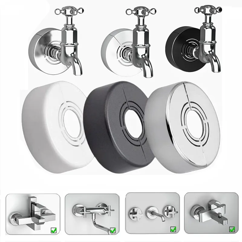 

Bathroom Decorative Cover Shower Faucet Round Covers ABS Heighten Angle Valve Water Pipe Wall Hole Panel for Tap Accessories