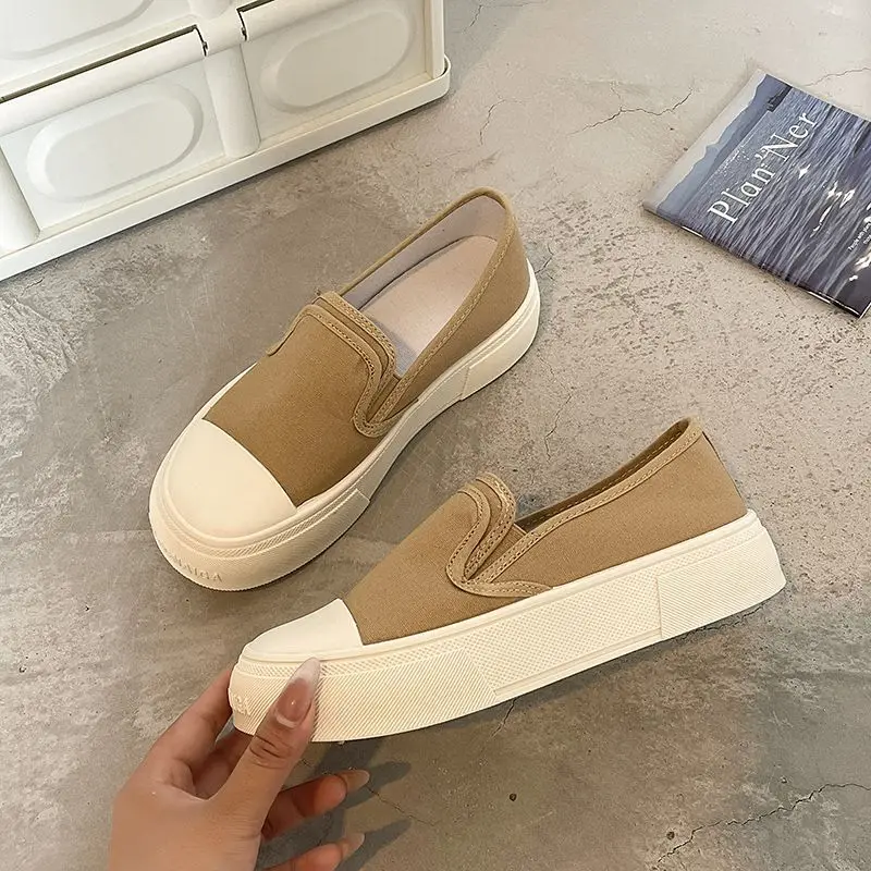 Canvas Shoes For Women Black Woman Footwear Slip On Low New Arrival 2024 Summer Chic Elegant Price With Luxury Fashion Offer