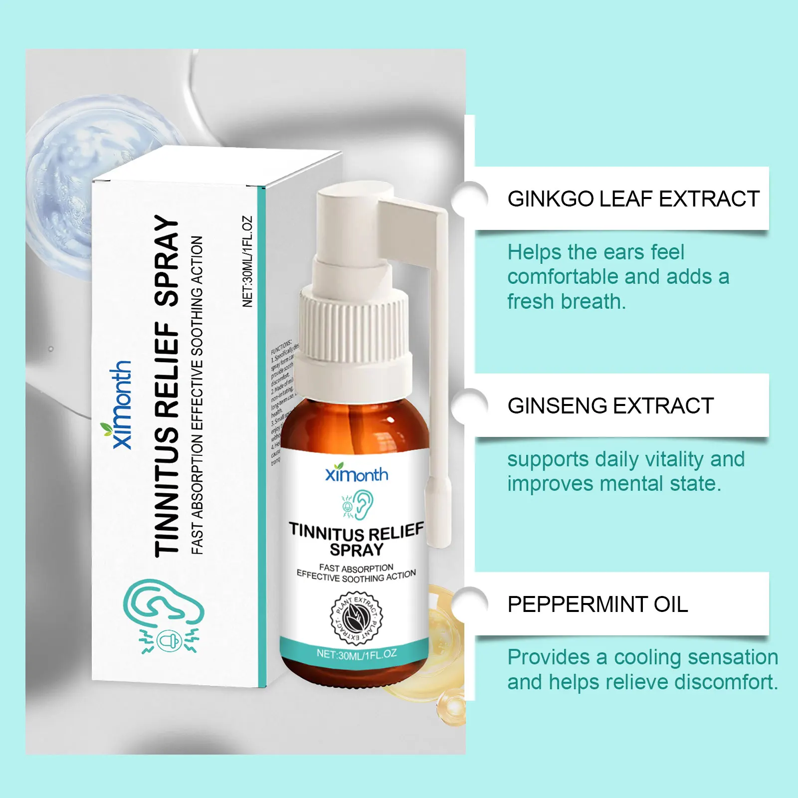 30ml Ximonth Ear Care Spray - Gentle Daily Care Spray for the Outer Ear to Relieve Discomfort