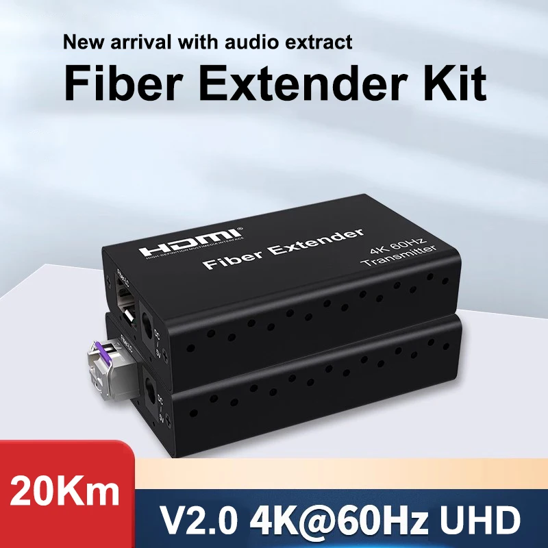 

4k 60Hz HDMI Fiber Optic Extender Over Single LC SC Cable 20km with Audio Extractor Video Transmitter Receiver Fiber Transceiver