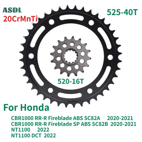 525 40T 16T 20CrMnTi Front Rear Sprocket for HONDA CBR1000 RR-R Fireblade SP ABS SC82A SC82B 2020-2021 NT1100 2022 NT 1100 DCT
