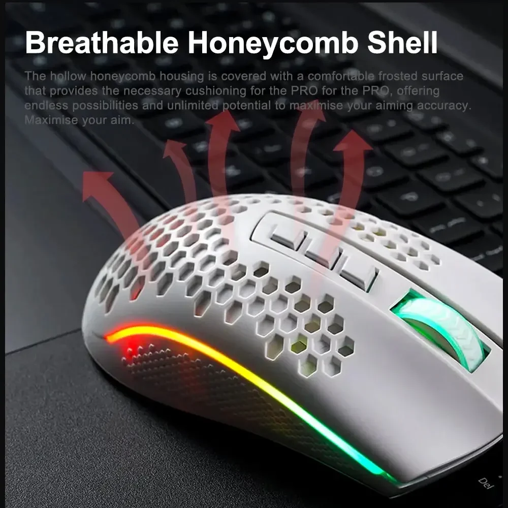 

USB Wired RGB Gaming Ultralight Honeycomb Mouse 12400 DPI Programmable Game Mice for Computer PC Laptop