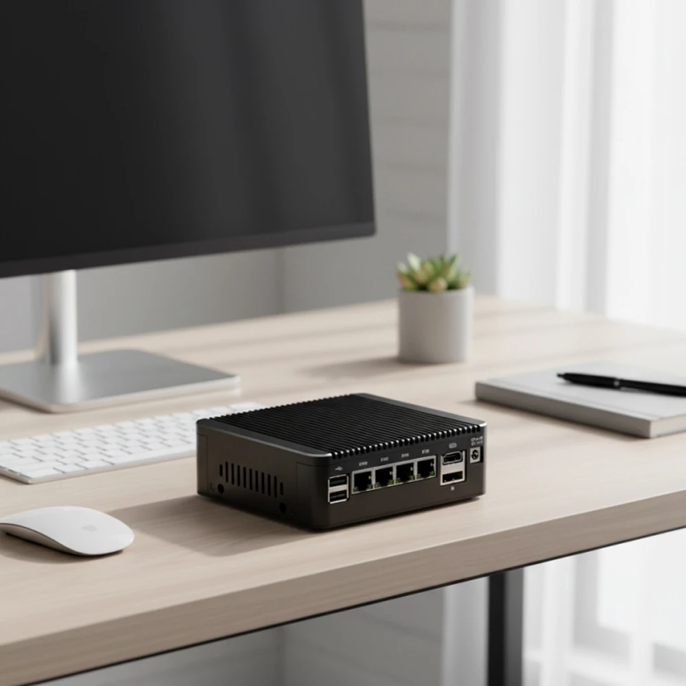 جهاز توجيه جدار الحماية بدون مروحة كمبيوتر صغير Intel N150 N95 i5-8250U N6005 4417U 4x2.5G LANs خادم منزلي DDR4 NVMe Type-C pfSense OPNsense #1