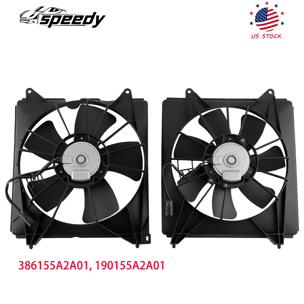 

2PCS Black AC Condenser Radiator Cooling Motor Fan For 2013-2017 Honda Accord Touring