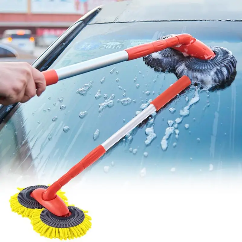 

Car Wash Brush Car Cleaning Brush Double-headed Soft Bristle Cleaning Mop Adjustable Super Absorbent Auto Detailing Accessory