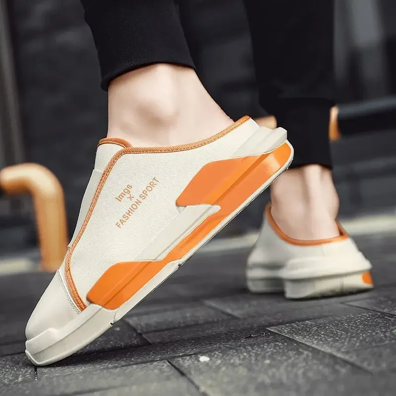 

Мюли, шлепанцы, плоская резиновая парусиновая мужская обувь из ПВХ, дизайнерская роскошная мужская обувь высокого качества для взрослых, модные хлопчатобумажные 2025 г., повседневные мужские тапочки