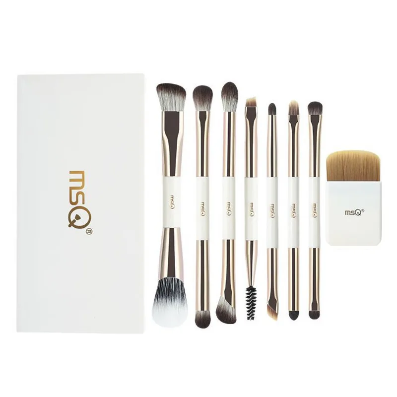 MSQ 8-head Double-headed Makeup Brush Set Box Portable Foundation Brush, Contouring Brush, Eyeshadow Brush, Nose Shadow Brush