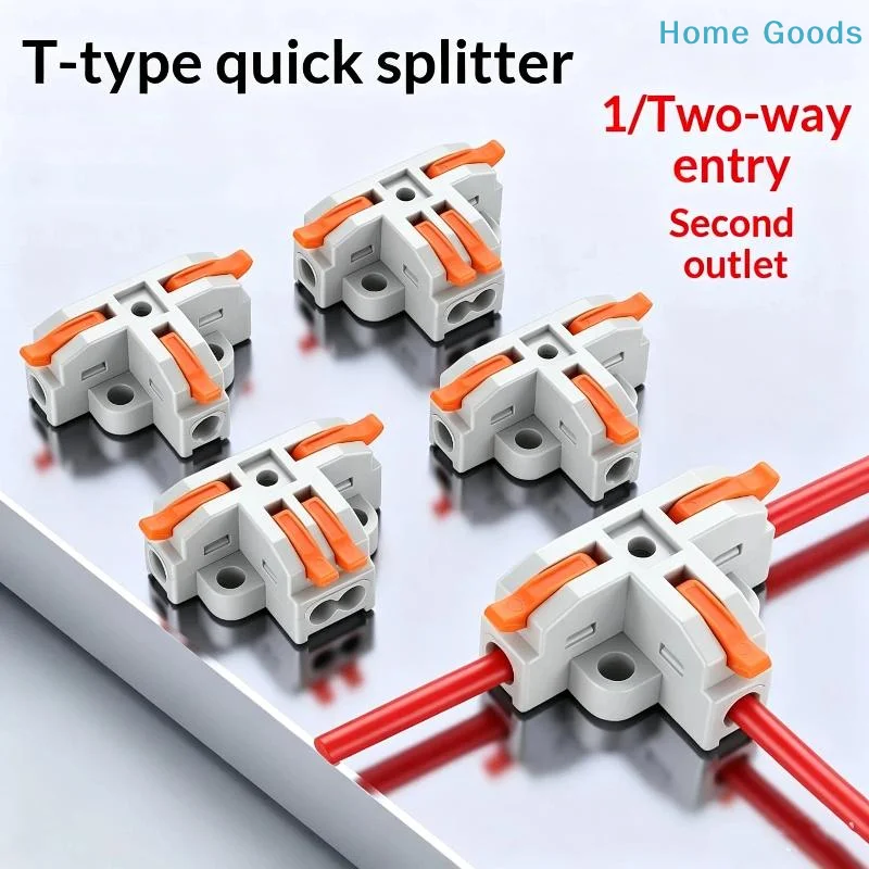 preferredT Shape Quick Wire Splitter Connectors 1 In 2/3 Out Fast Connection Lever For Home Wiring Repair Projectsproduct