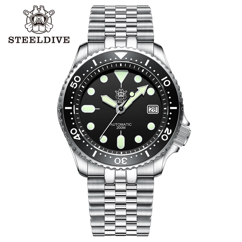 Zegarek męski Steeldive SD1973, zegarek do nurkowania, automatyczny, mechaniczny, mechanizm NH35, bransoleta, 41 mm, zegarek dla nurka, zegarki męskie