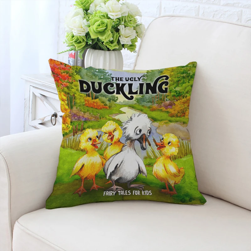 

40x40 pillowcase cute The Ugly Duckling cartoon double-sided printing custom pillowcase sofa cushion cover home room decoration