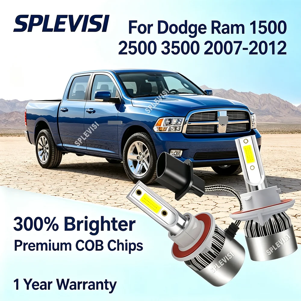 2x H13/9008 LED 45W White Headlamp Bulbs - BETTER LIGHT BEAM OUTPUT For Dodge Ram 1500 2500 3500 2007 2008 2009 2010 2011 2012