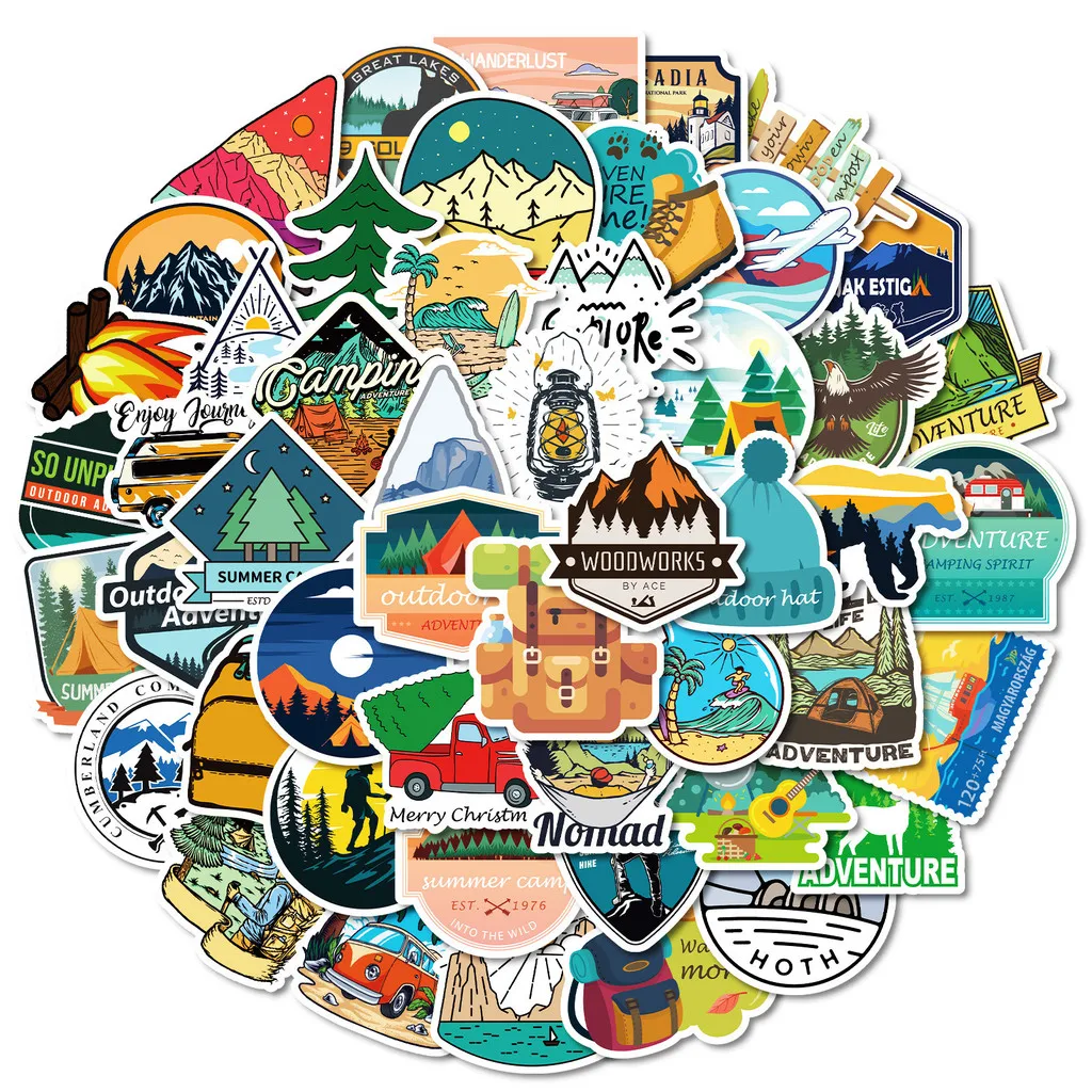 50Pack Camping Waterproof Stickers (PP Material) DIY Decor for Luggage Phone Covers Fridge LanLanStickersWorld Store