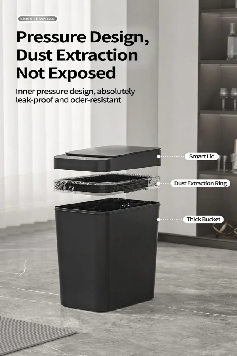 

12L Touchless Trash Can, Motion-Activated Sensor Lid | Automatic Infrared Waste Bin for Bathroom, Kitchen & Office Spaces