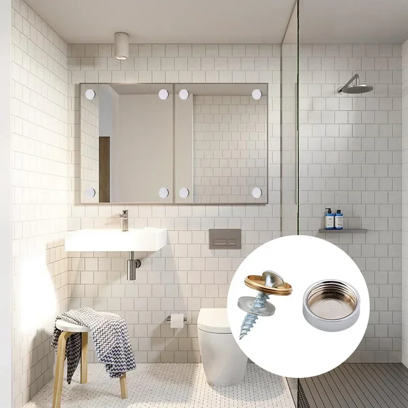 

4pcs Pure copper bathroom mirror nail advertising screw flat decorative acrylic decorative nail decorative cover arc glass nail