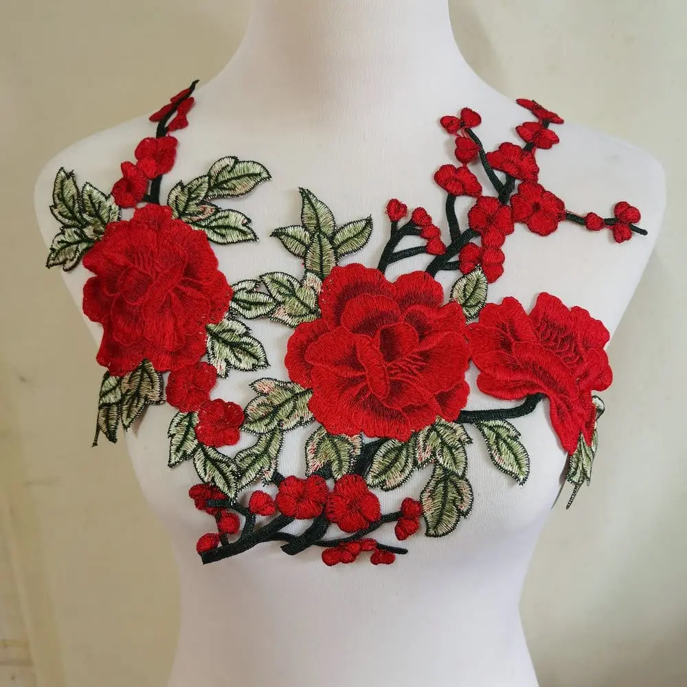 2 Teile/satz 3D Blume Stickerei Applique Patch Für Abend Rock Kleidung Spitze Kragen Dekoration Patch Nähen Auf Zubehör – Detail 13