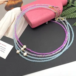 Pearl Choker Necklace For Women Trendy Cute Matt Transparent Seed Beads Strand Female Spring Summer Necklace Drop Shipping