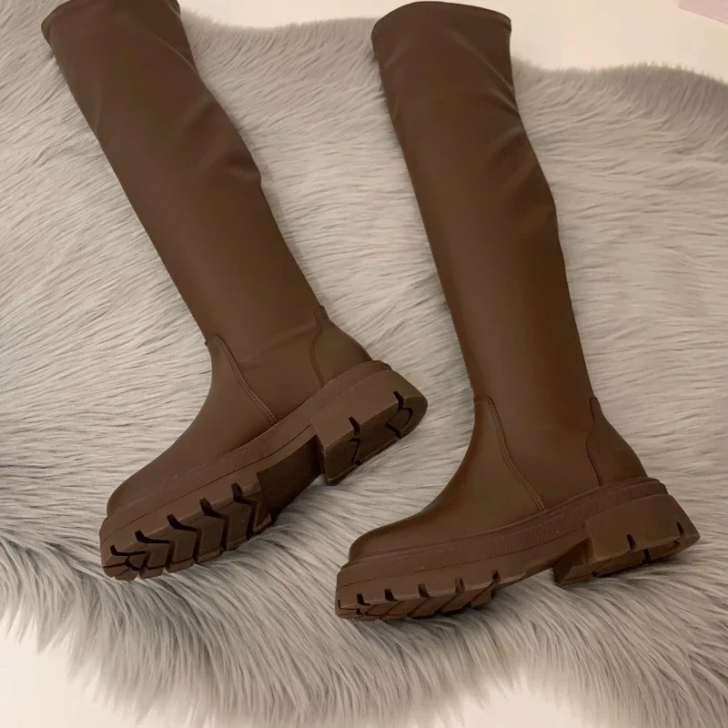 Thick Sole Women Over-the-knee Boot Thigh High Boots Winter 2023 New Female Long Boots Platform Chunky Heels Ladies Autumn Shoes