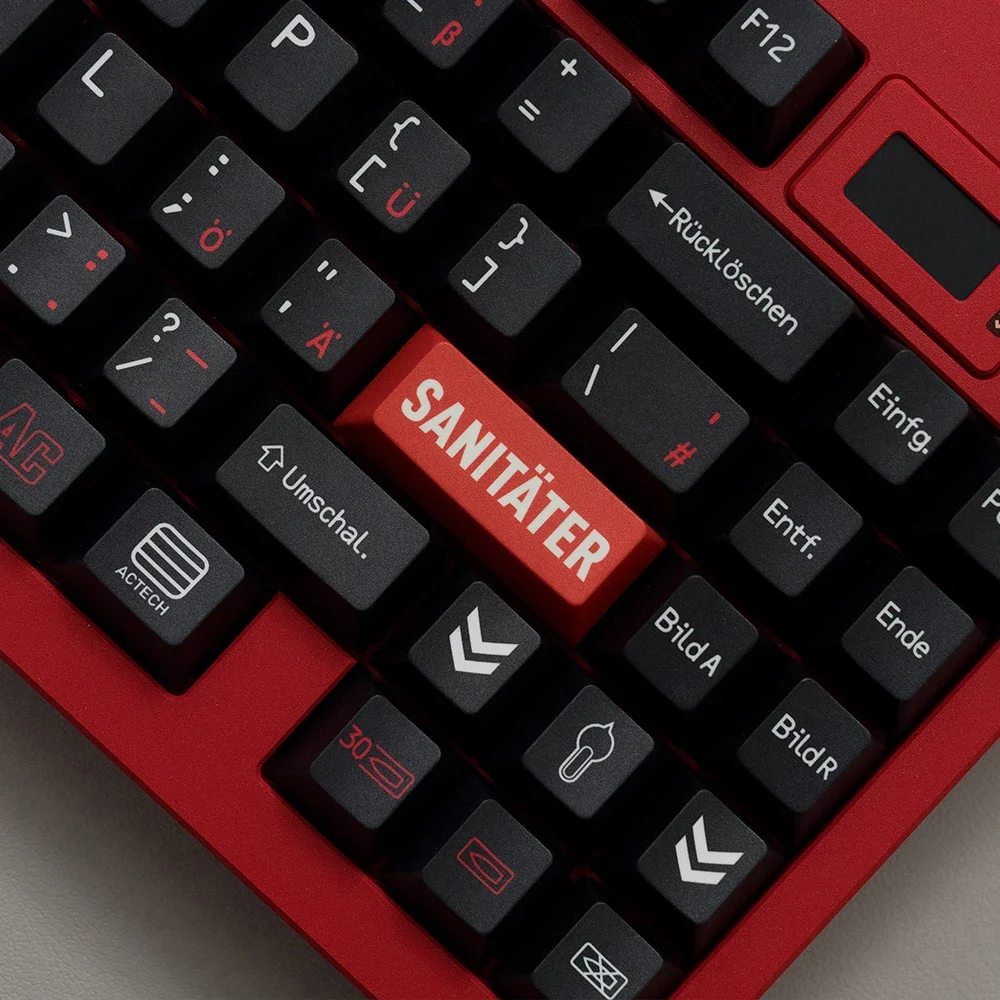 Red and black German root PBT sublimation original factory height  keycap