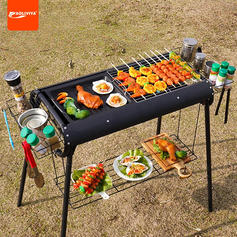 

Aoliviya Household Outdoor Multi-Function Portable Barbecue Grill Charcoal Grill Smokeless Kebab Thickened Stainless Steel Barbe