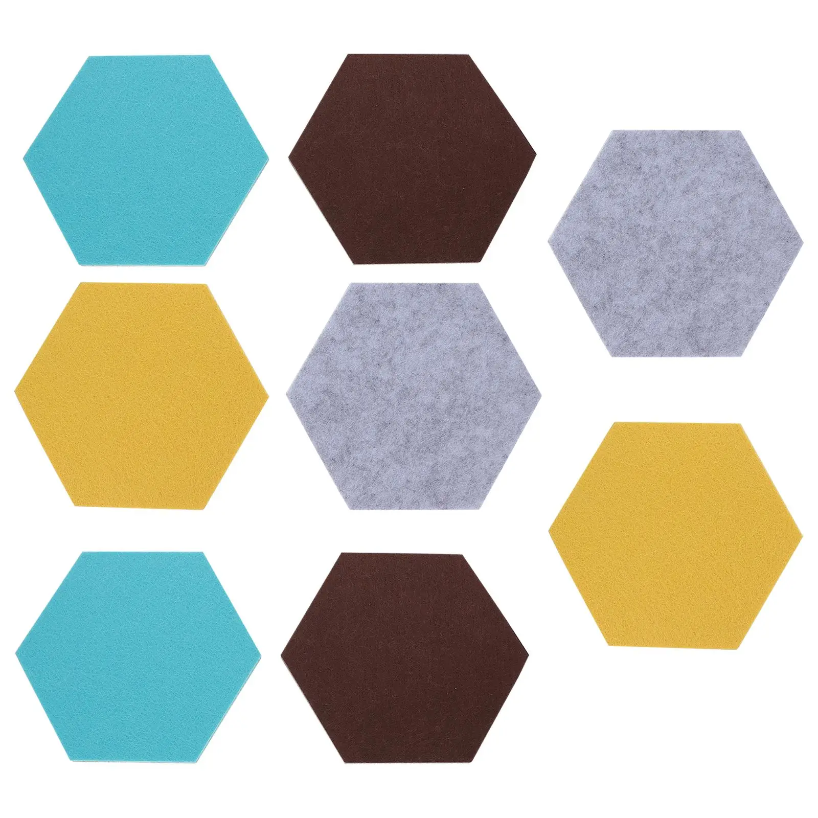 8Pcs Felt Wall Sticker Notice Board Hexagon Tile Bulletin Cork Self-Adhesive Memo Room Sofa Background Bedroom School Works Show