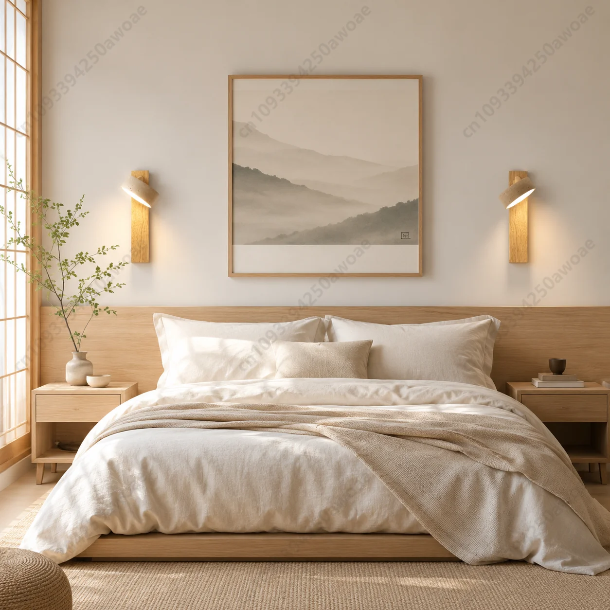 Travertine Wall Lamp Wabi Sabi Stone Wood LED Wall Sconce Rotatable Bedside Light With Pull Chain For Bedroom Living Room
