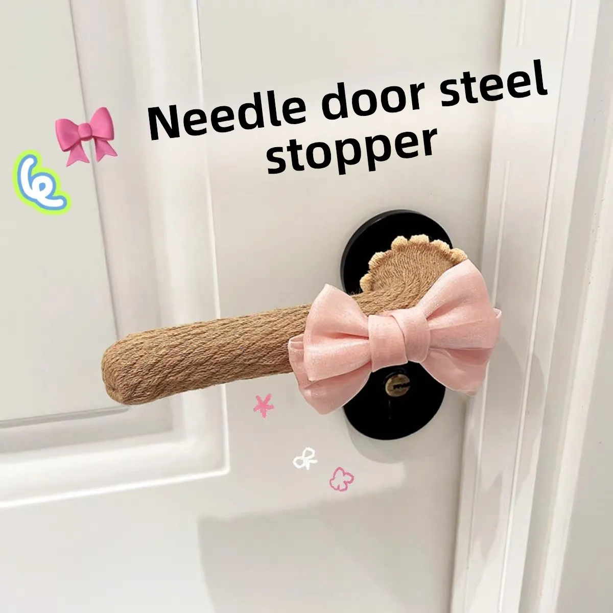 Pearl Butterfly Knot Door Handle Protective Cover for Girls' Hearts Bedroom Doors and Windows Anti Collision Knitted Warm Handle